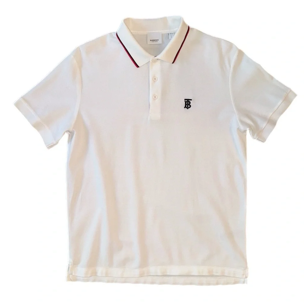 Burberry Men’s White Polo Shirt with Black Logo